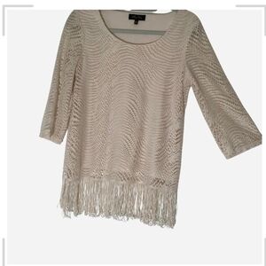 Pre-owned Melissa Paige Cream Fringe Blouse